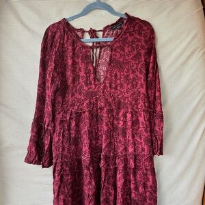 Elegant Burgundy Pink Floral Dress